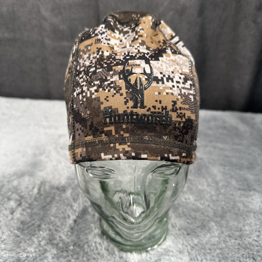 Huntworth Hunting Hat Beanie Digital Camo Sruption Brown Grey Fleece Waffle